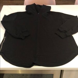 Drop Hem Black Hooded Sweatshirt XXXL